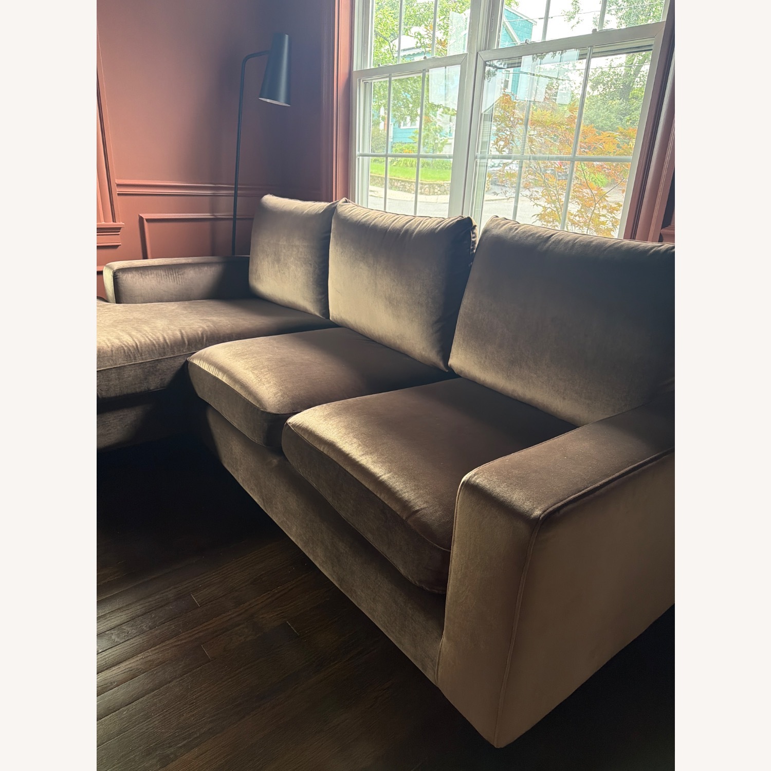 Interior Define Brown Velvet Sloan Sectional - image-8