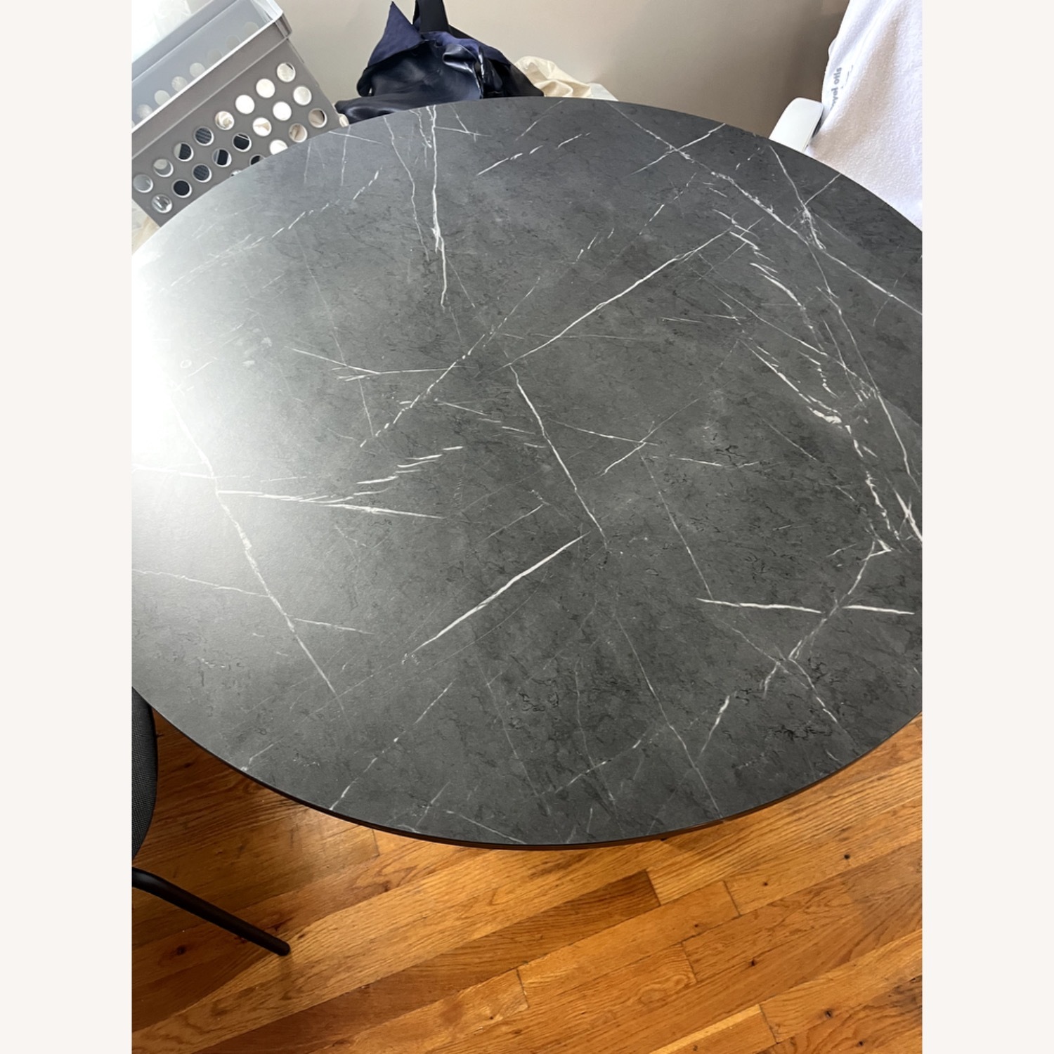 Modern Round Black Marble Dining Room Table - image-2
