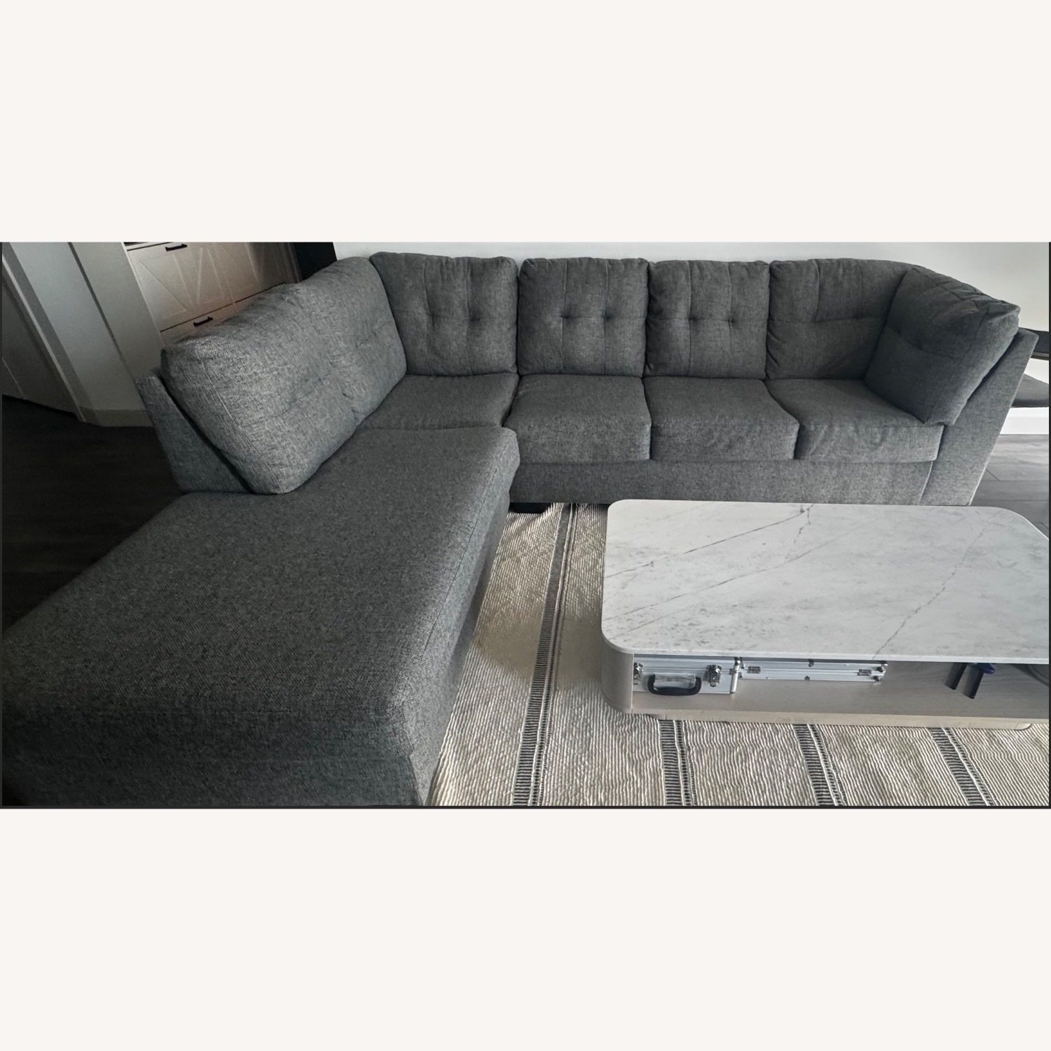 Living Spaces Arrowhead Light Gray Fabric 2 Piece Sectional - image-1