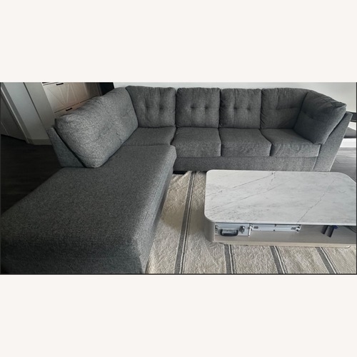 Used Living Spaces Arrowhead Light Gray Fabric 2 Piece Sectional for sale on AptDeco