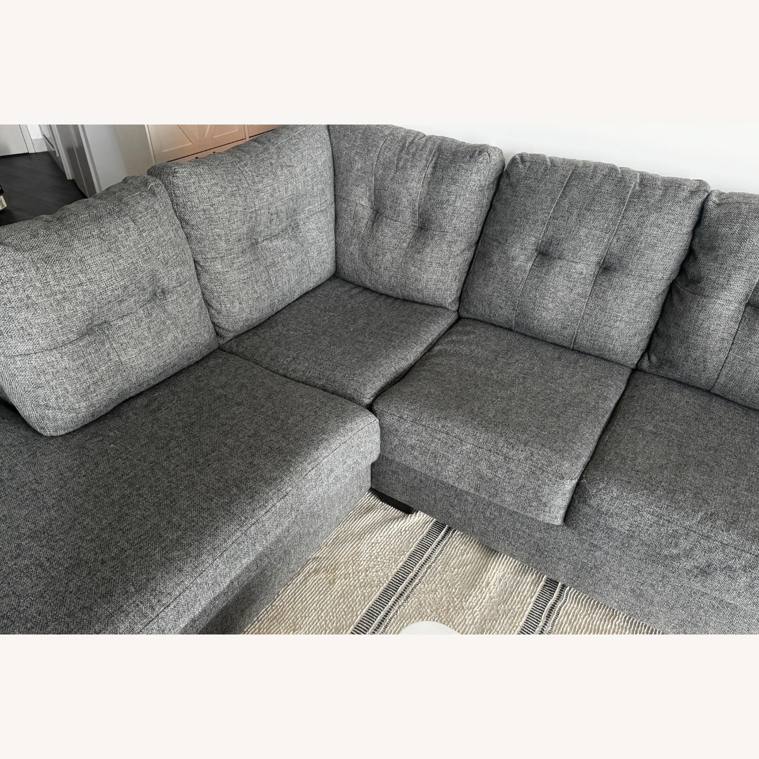Living Spaces Arrowhead Light Gray Fabric 2 Piece Sectional - image-3