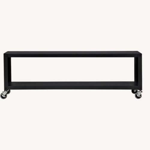 Used CB2 Black Metal Media Storage With Wheels for sale on AptDeco