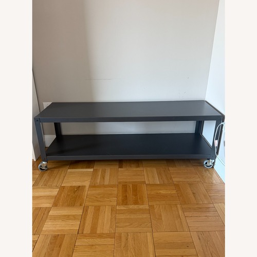 Used CB2 Black Metal Media Storage With Wheels for sale on AptDeco