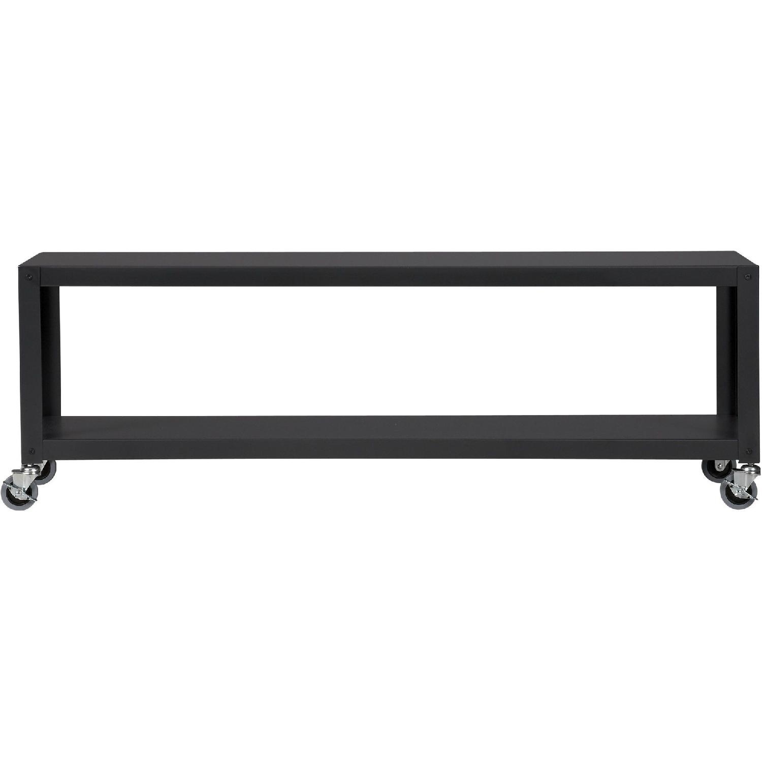 CB2 Black Metal Media Storage With Wheels - image-5