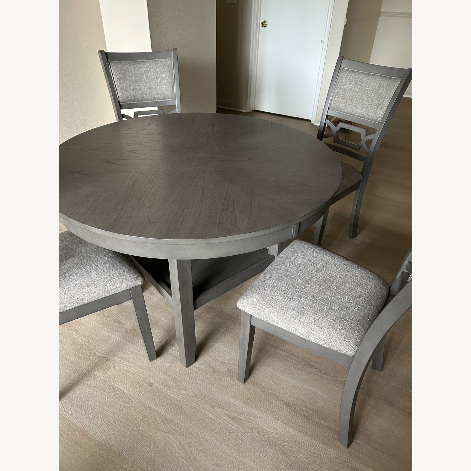 Light Gray Wood Dining Chair - image-2