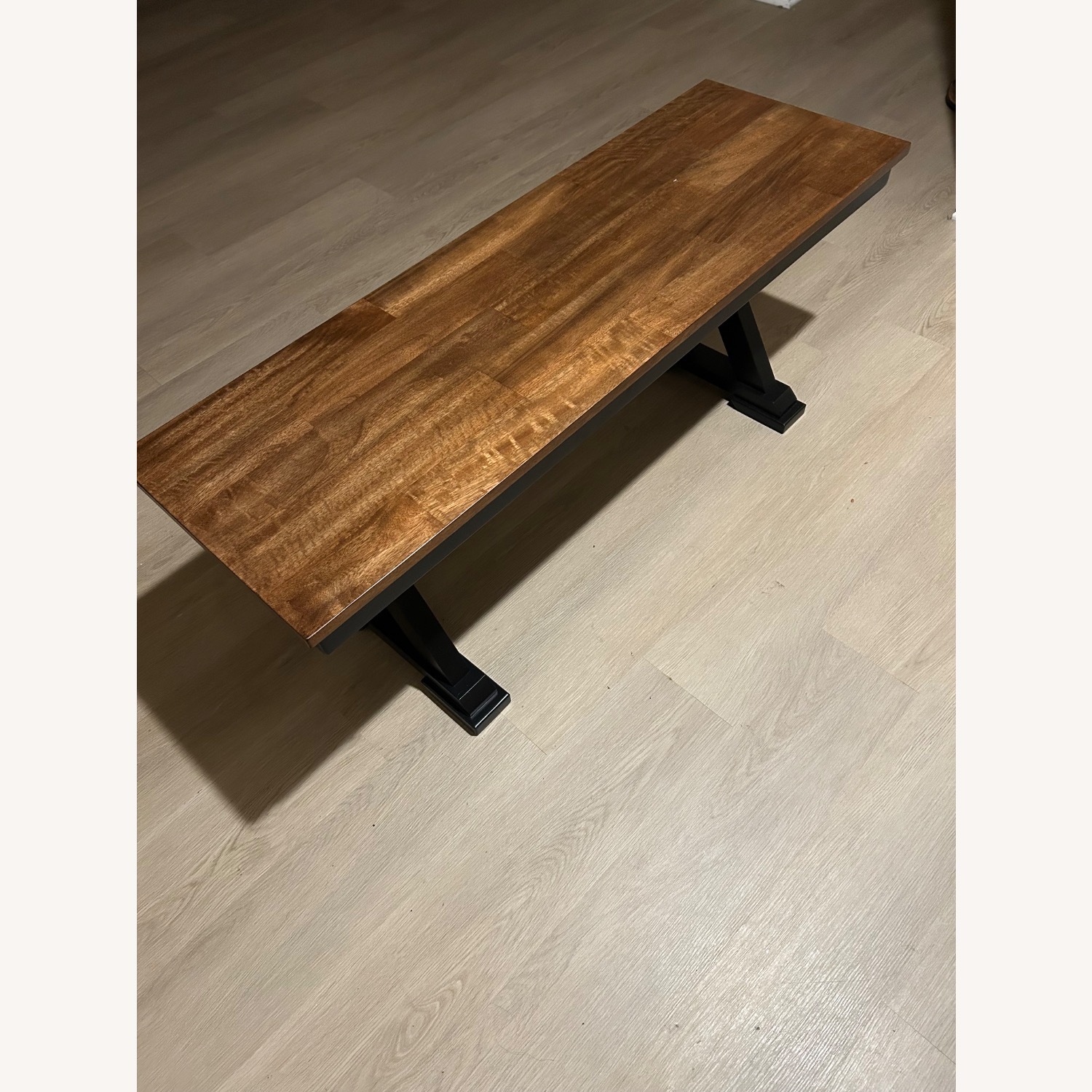 Dark Brown Wood Bench - image-2