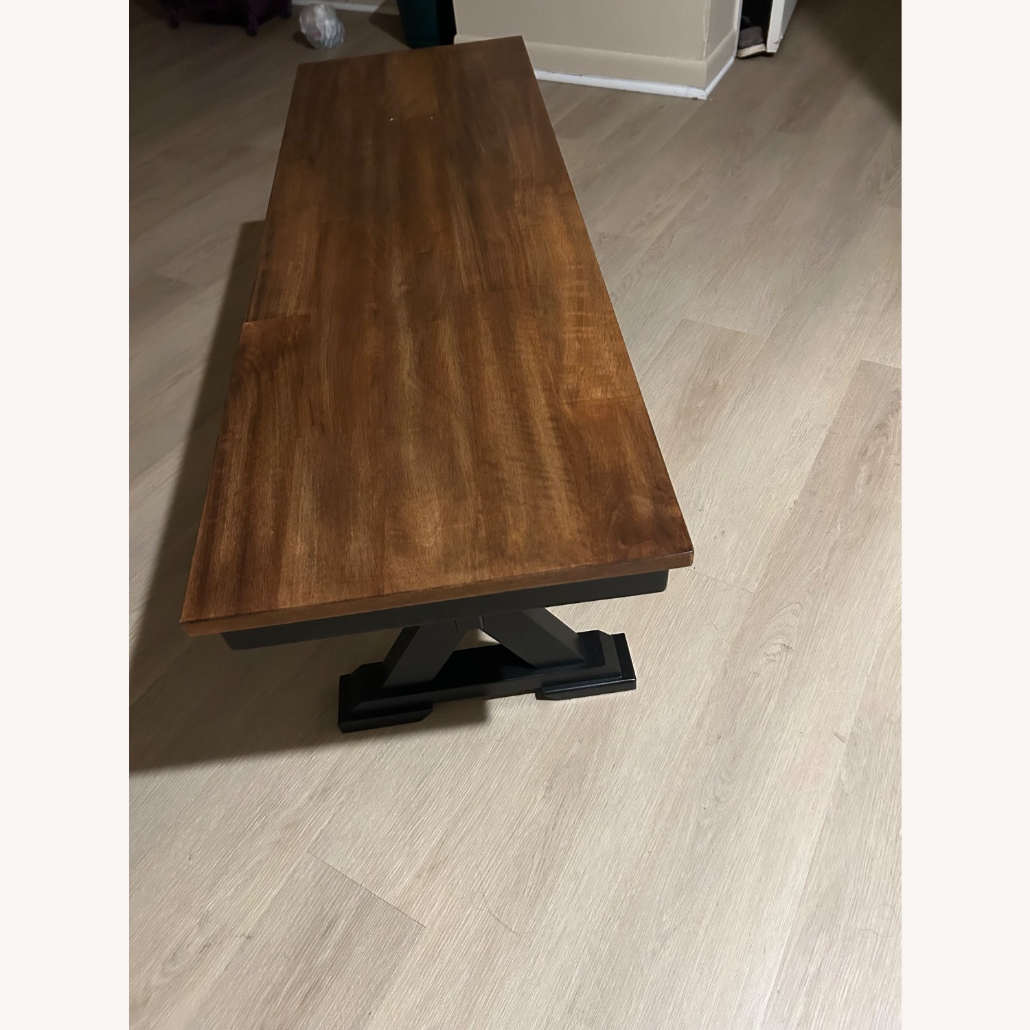 Dark Brown Wood Bench - image-3