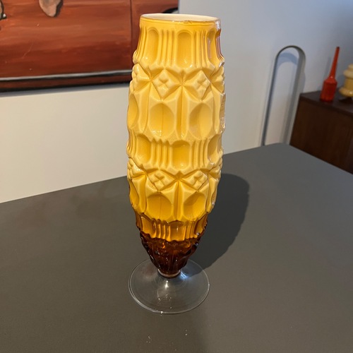 Used Italian Empoli Cased Glass Vintage 'Tiki' Vase for sale on AptDeco
