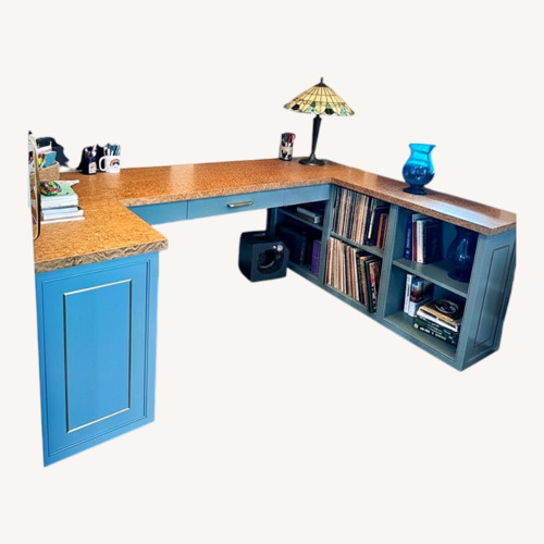 Used Taylor Made Custom Furniture Blue Wood Desk for sale on AptDeco