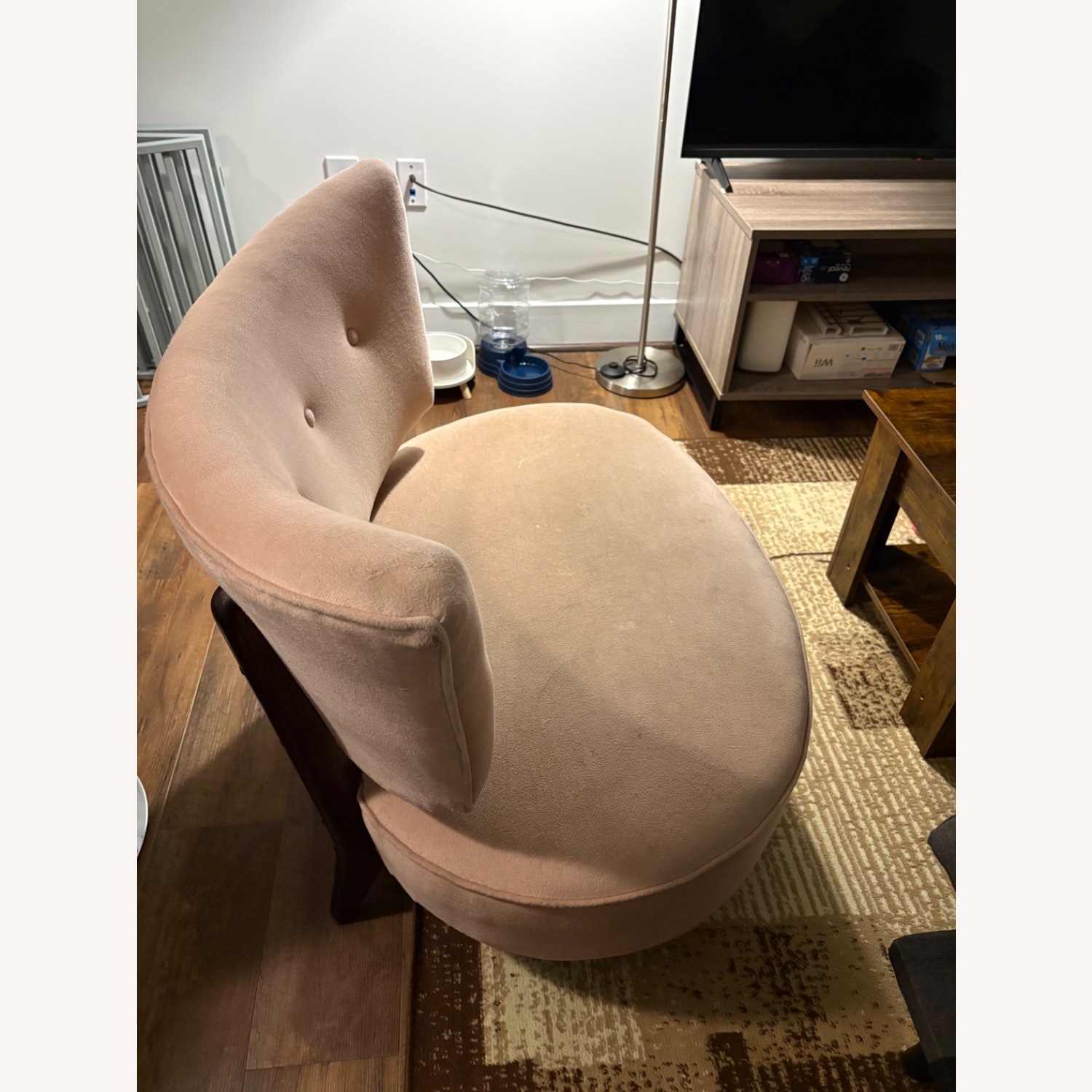 Pink Fabric Accent Chair - image-3
