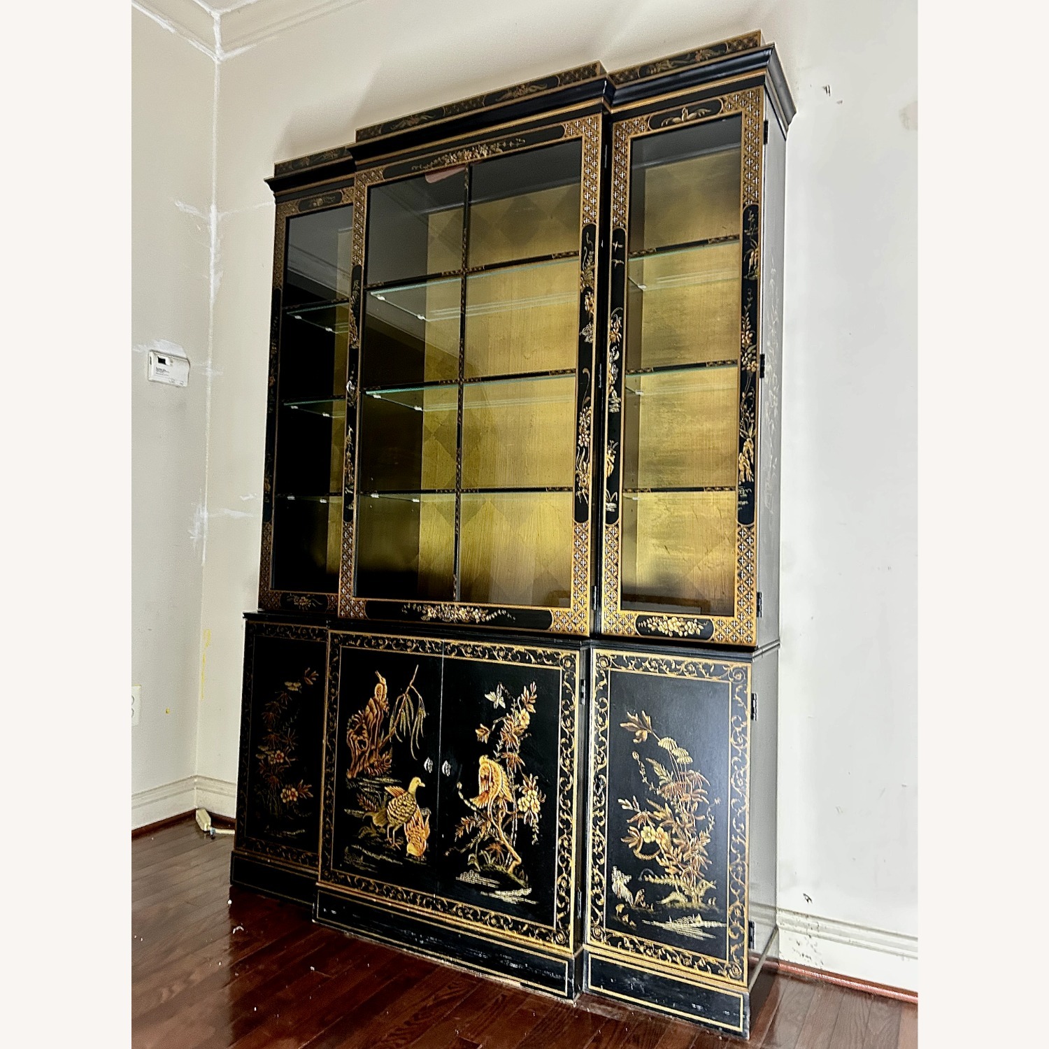 Jasper Cabinet Ornately Painted Vintage Black/Gold - image-1