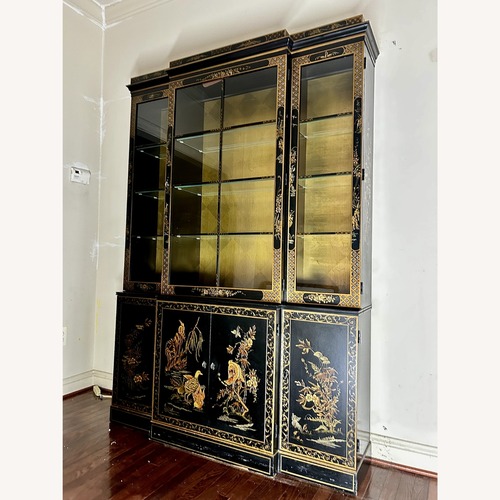 Used Jasper Cabinet Ornately Painted Vintage Black/Gold for sale on AptDeco