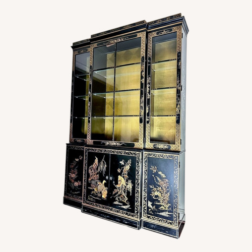 Used Jasper Cabinet Ornately Painted Vintage Black/Gold for sale on AptDeco