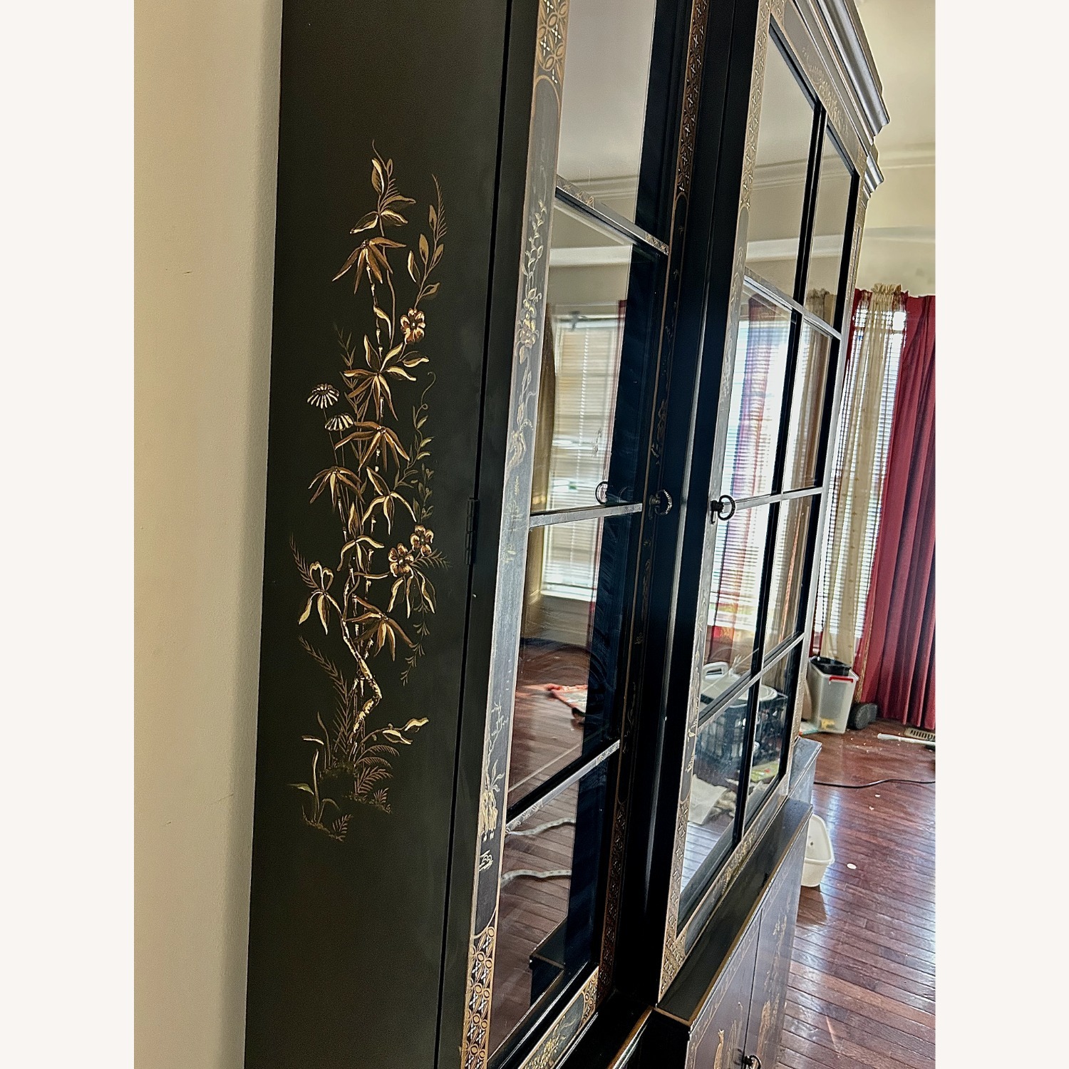 Jasper Cabinet Ornately Painted Vintage Black/Gold - image-3