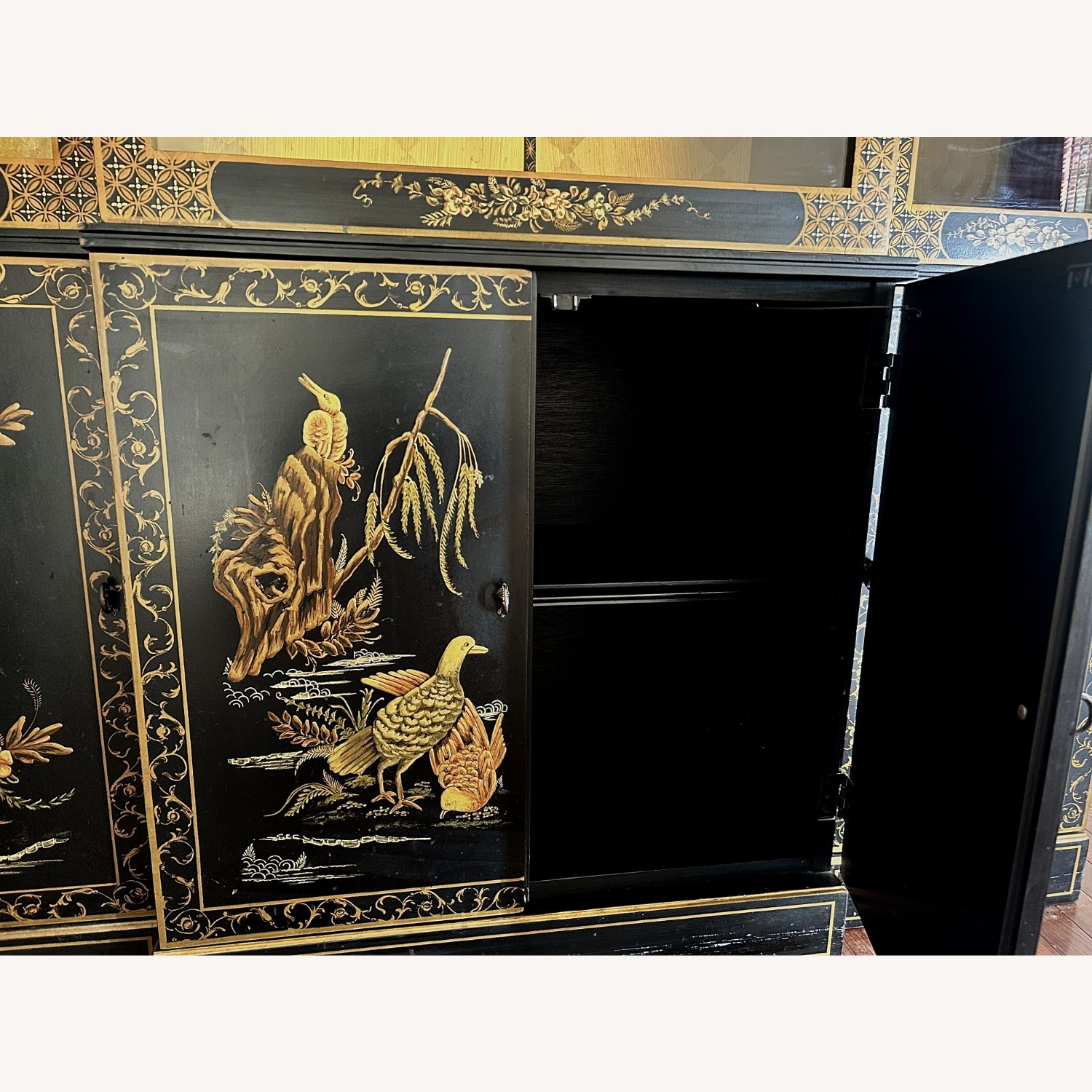Jasper Cabinet Ornately Painted Vintage Black/Gold - image-4