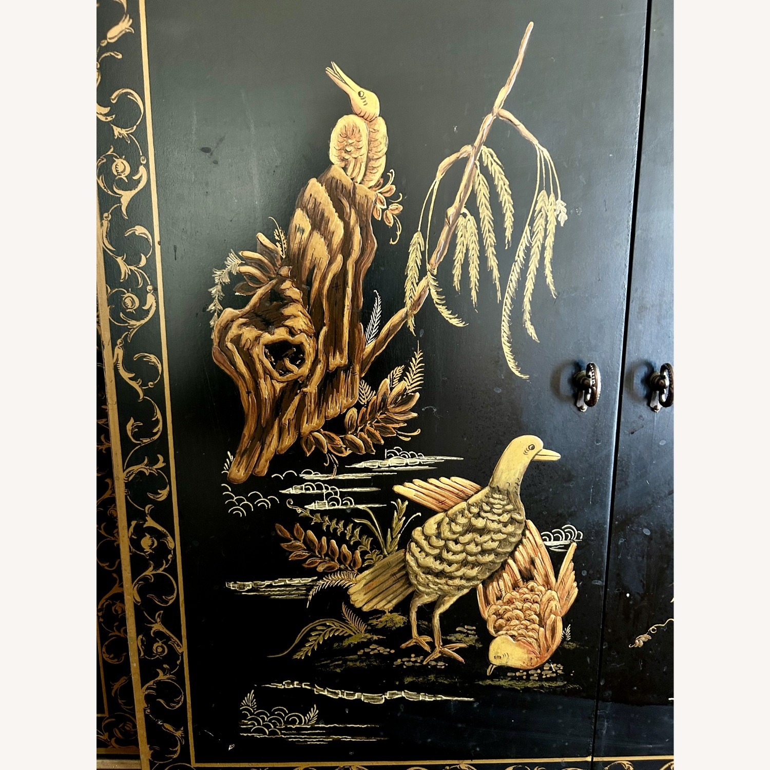 Jasper Cabinet Ornately Painted Vintage Black/Gold - image-12