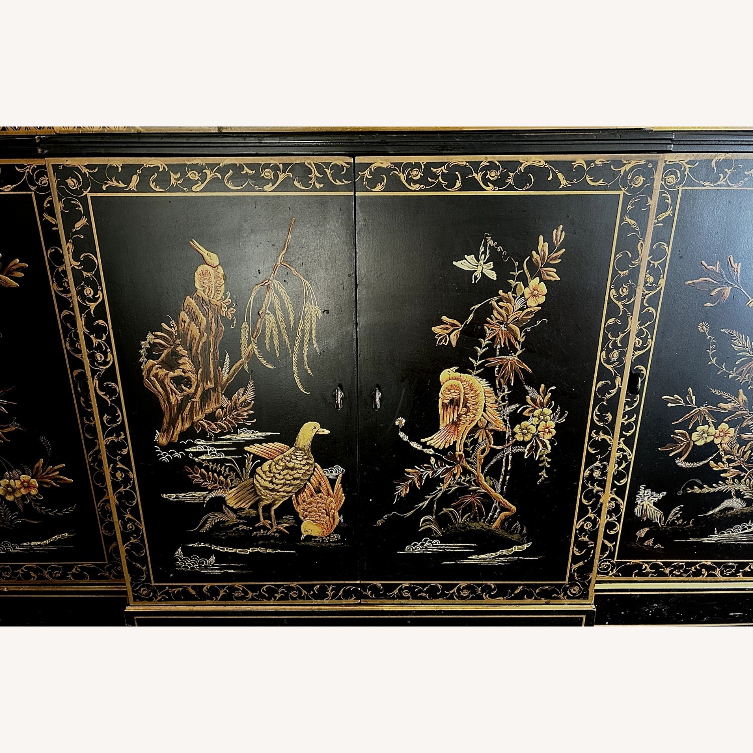Jasper Cabinet Ornately Painted Vintage Black/Gold - image-16
