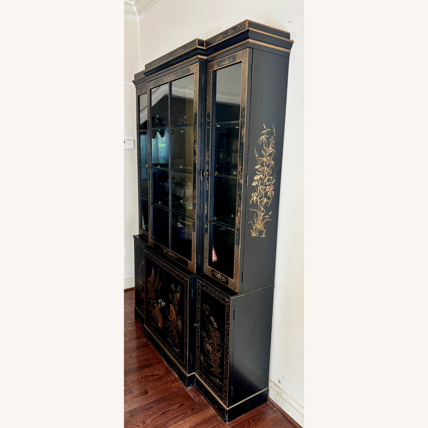 Jasper Cabinet Ornately Painted Vintage Black/Gold - image-9