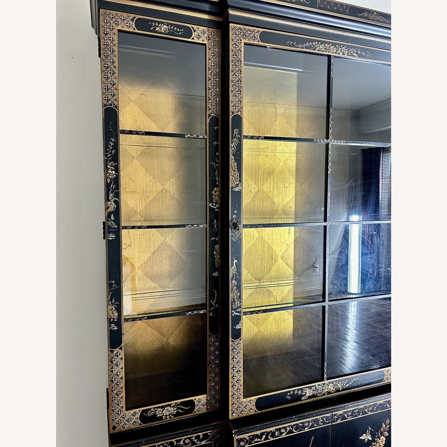 Jasper Cabinet Ornately Painted Vintage Black/Gold - image-21