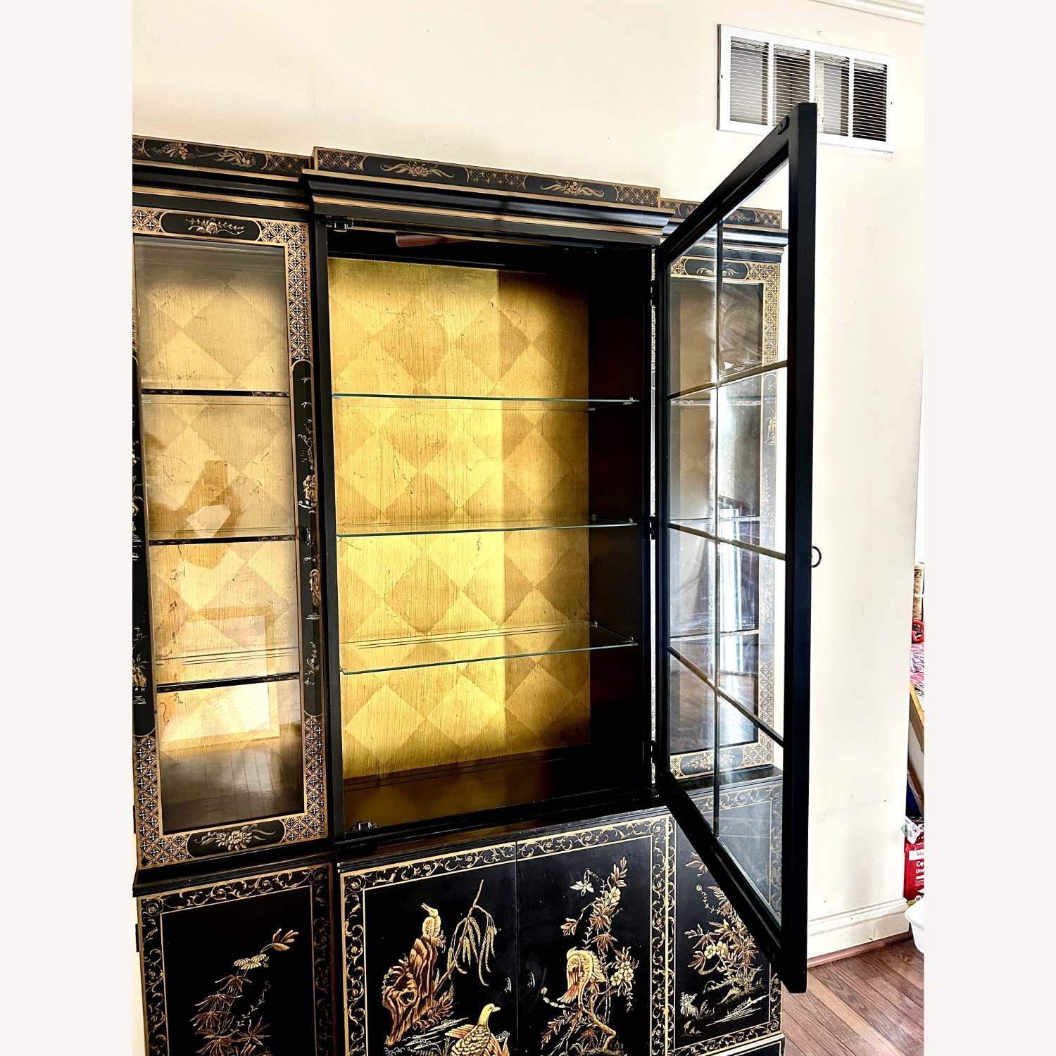 Jasper Cabinet Ornately Painted Vintage Black/Gold - image-15