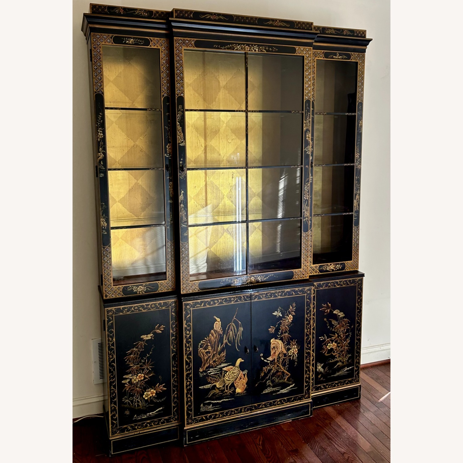 Jasper Cabinet Ornately Painted Vintage Black/Gold - image-2