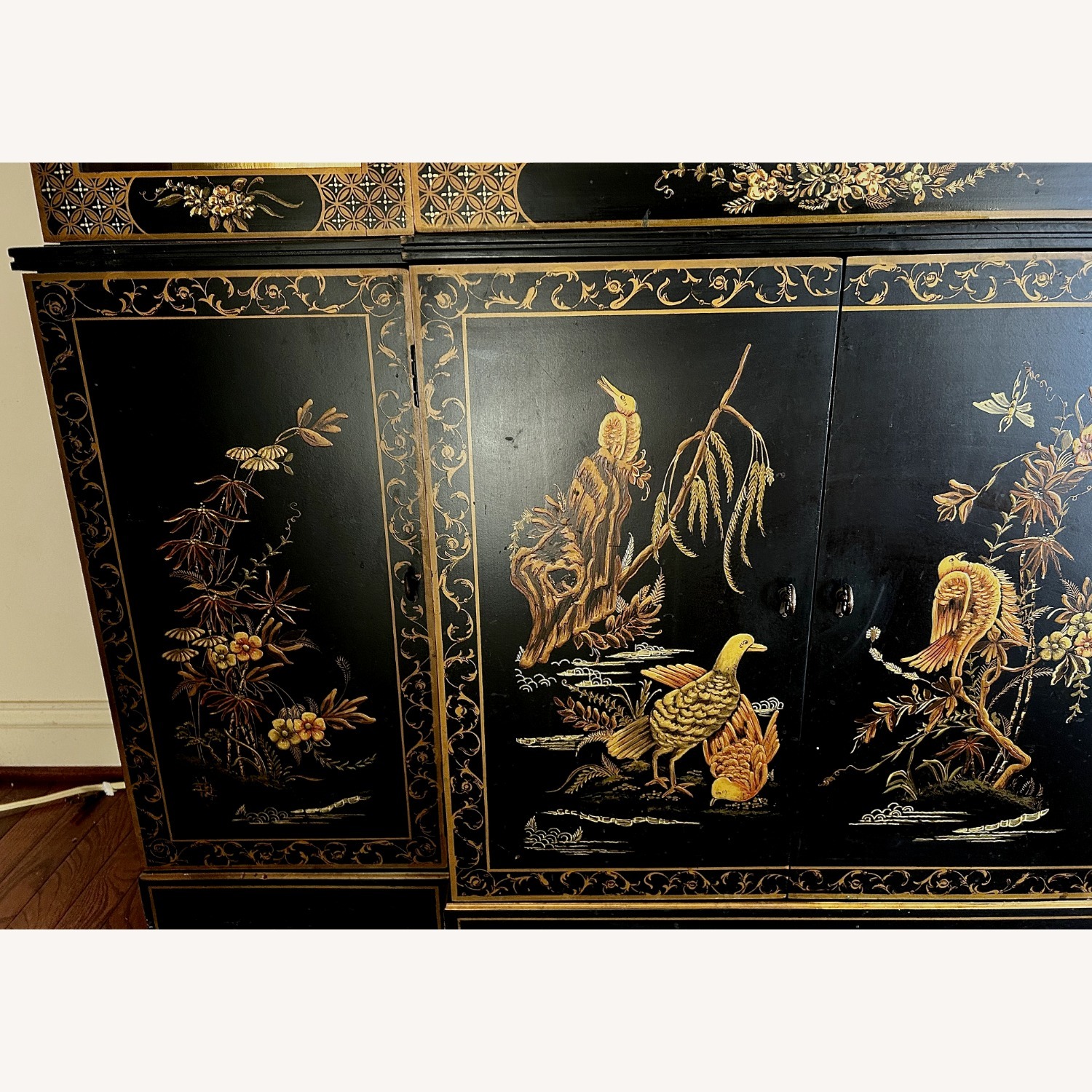Jasper Cabinet Ornately Painted Vintage Black/Gold - image-11