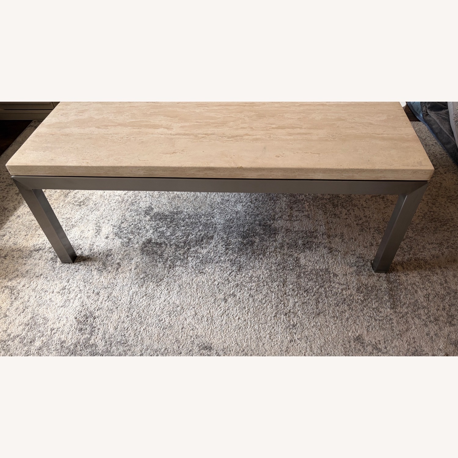 Crate & Barrel Travertine Parsons Coffee Table  - image-9