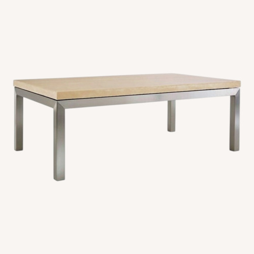 Used Crate & Barrel Travertine Parsons Coffee Table for sale on AptDeco