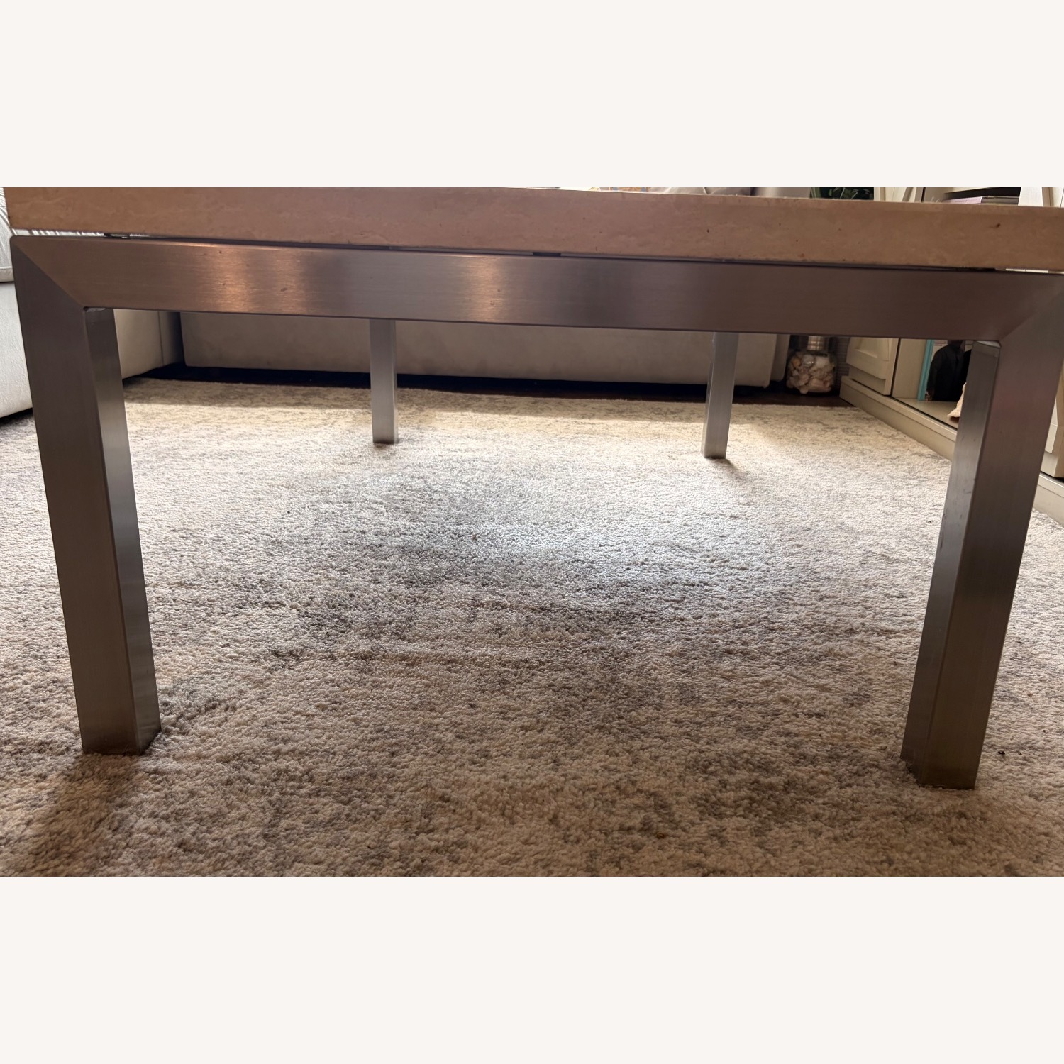 Crate & Barrel Travertine Parsons Coffee Table  - image-3