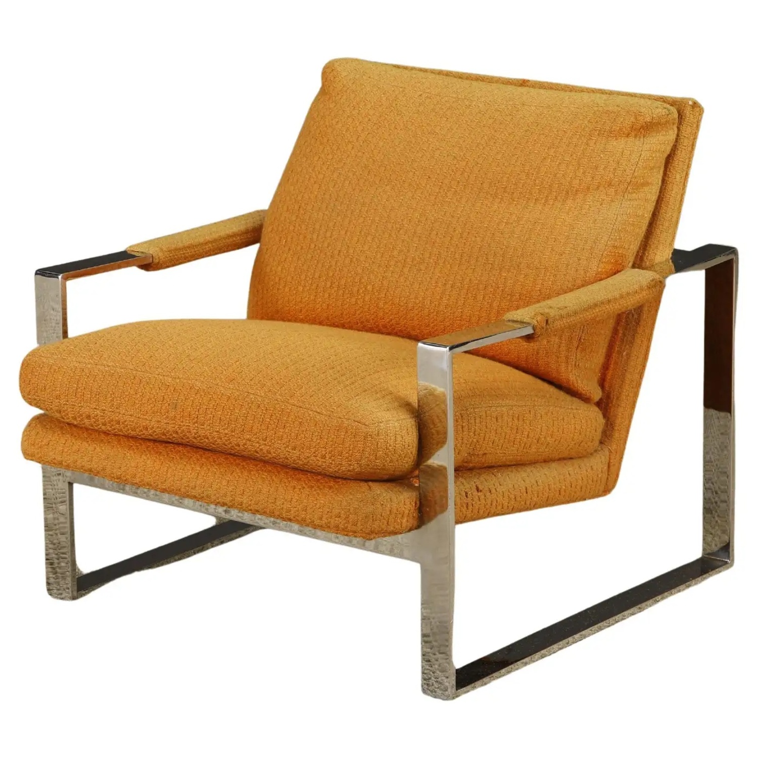 Vintage Milo Baughmagn Orange Fabric Accent Chair - image-7