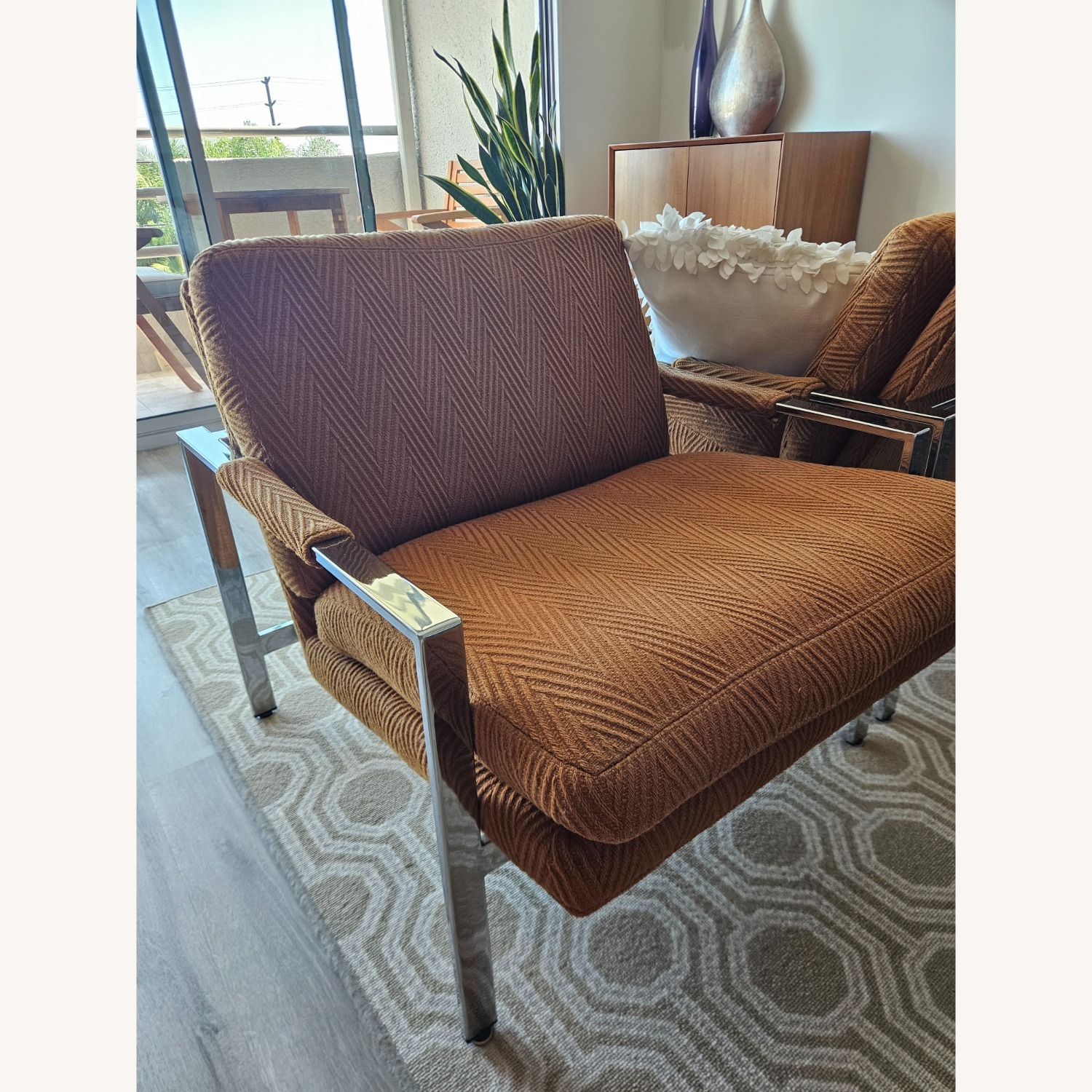 Vintage Milo Baughmagn Orange Fabric Accent Chair - image-6