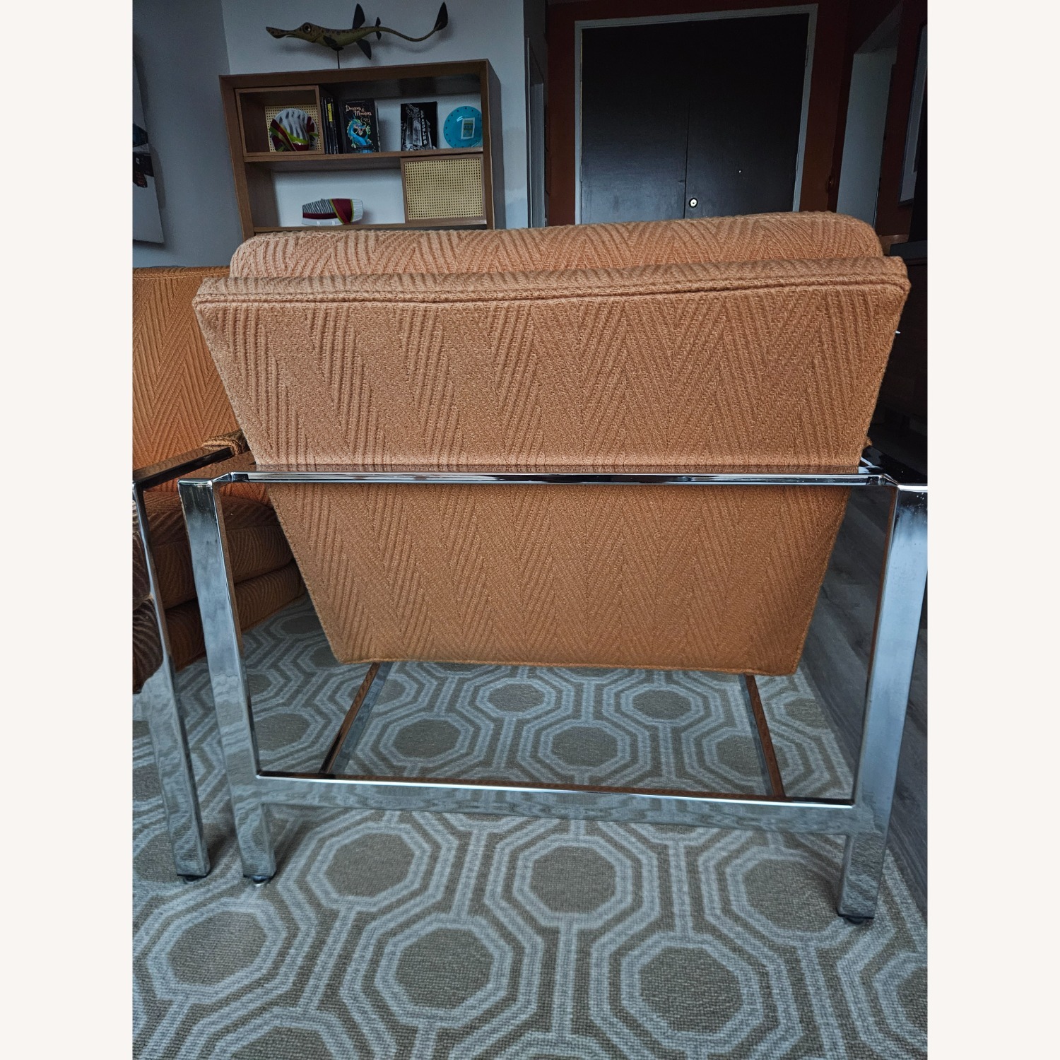 Vintage Milo Baughmagn Orange Fabric Accent Chair - image-2