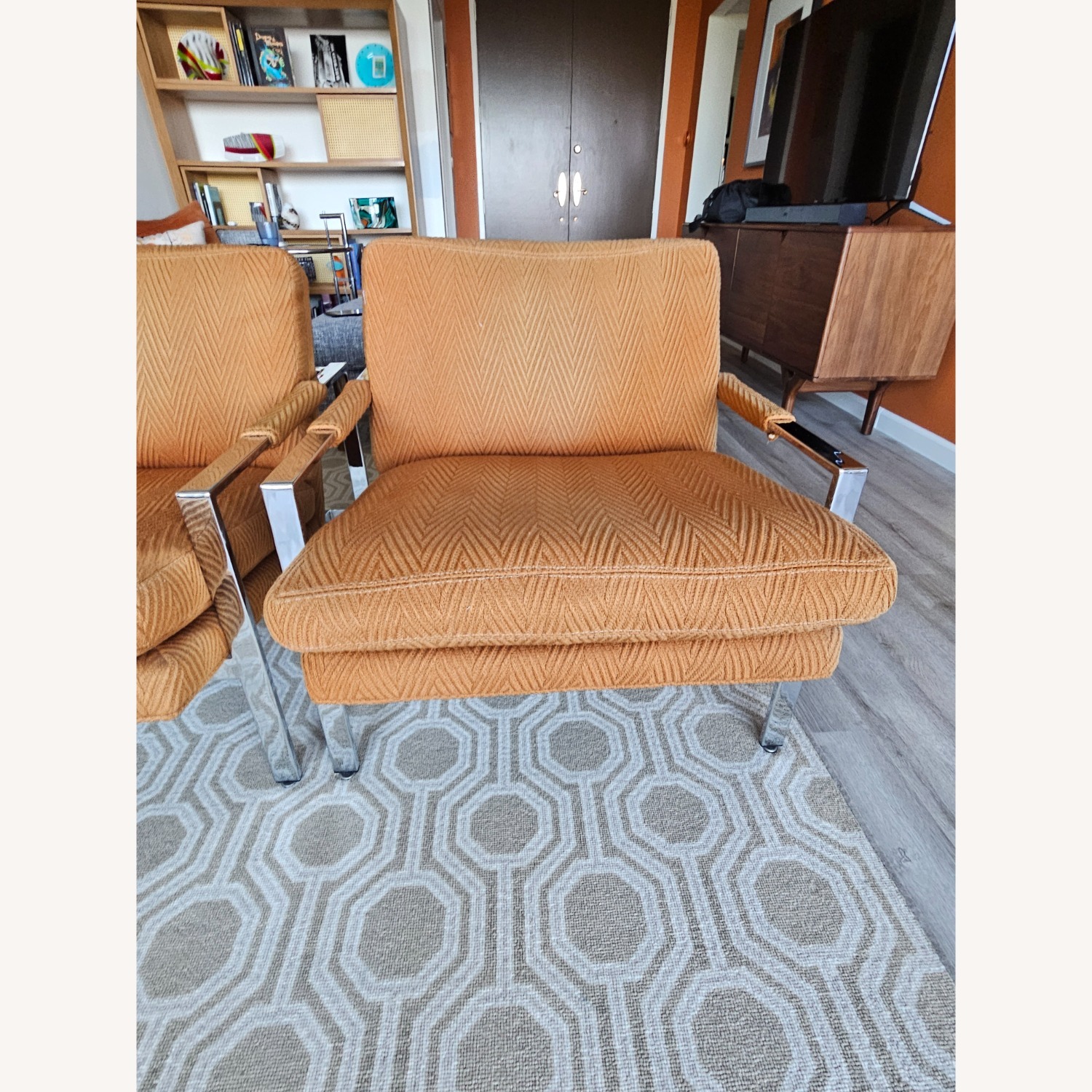 Vintage Milo Baughmagn Orange Fabric Accent Chair - image-5