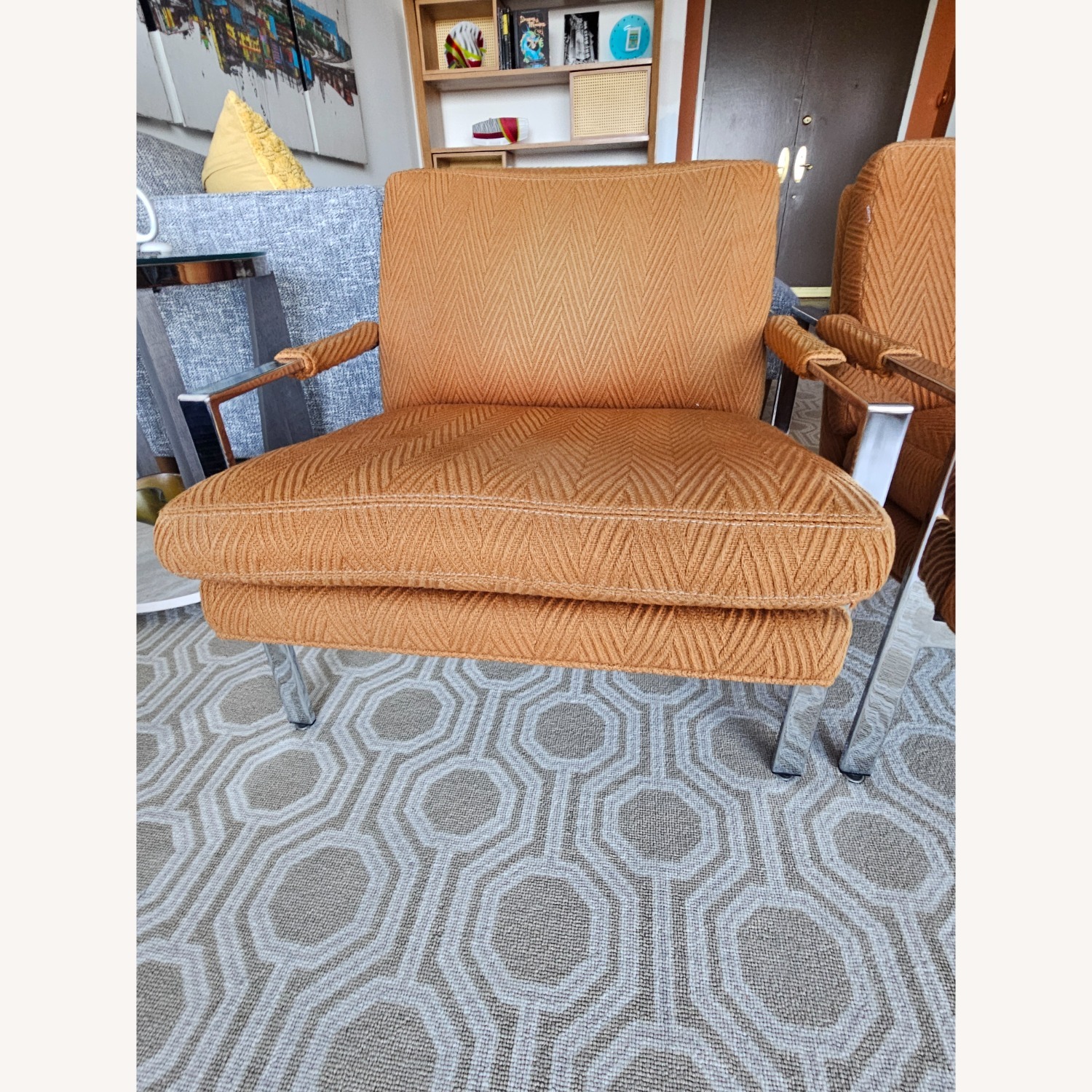 Vintage Milo Baughmagn Orange Fabric Accent Chair - image-4