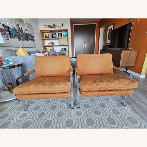 Used Vintage Milo Baughmagn Orange Fabric Accent Chair for sale on AptDeco