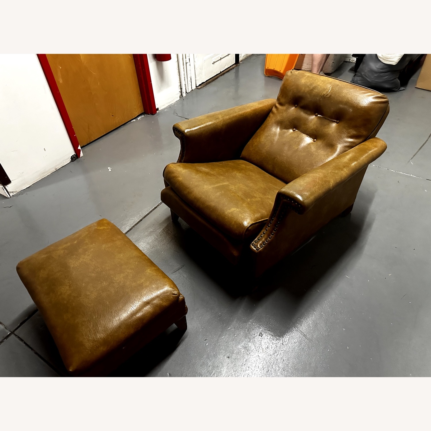 Vintage 1955 Mechanical Recliner & Ottoman Set - image-4