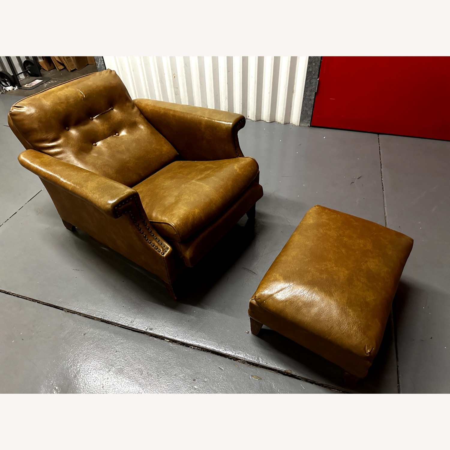 Vintage 1955 Mechanical Recliner & Ottoman Set - image-5