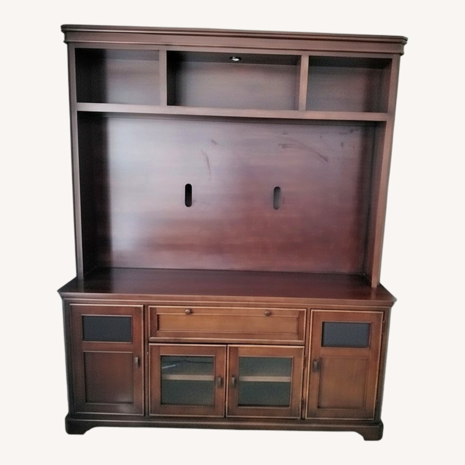Dark Brown Wood Media Storage - image-0