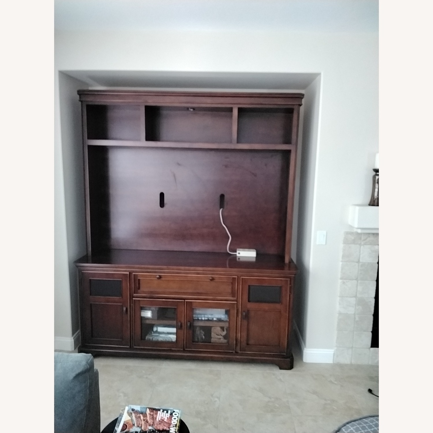 Dark Brown Wood Media Storage - image-2