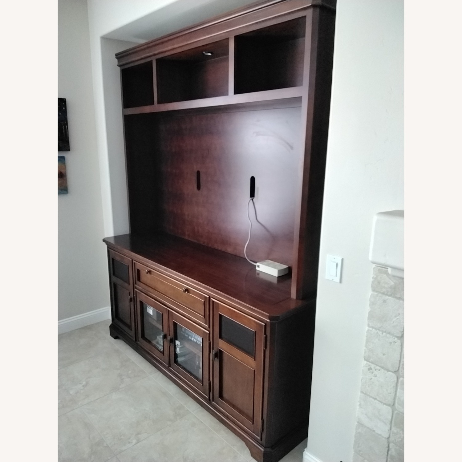 Dark Brown Wood Media Storage - image-3