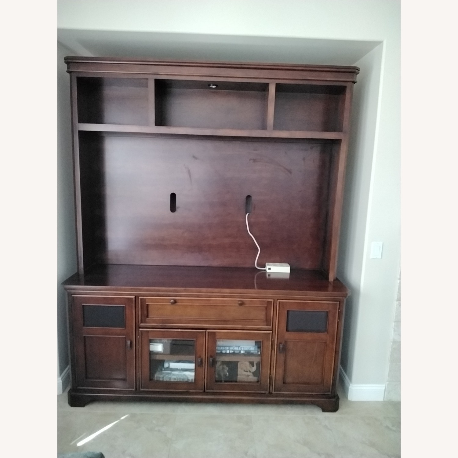 Dark Brown Wood Media Storage - image-1