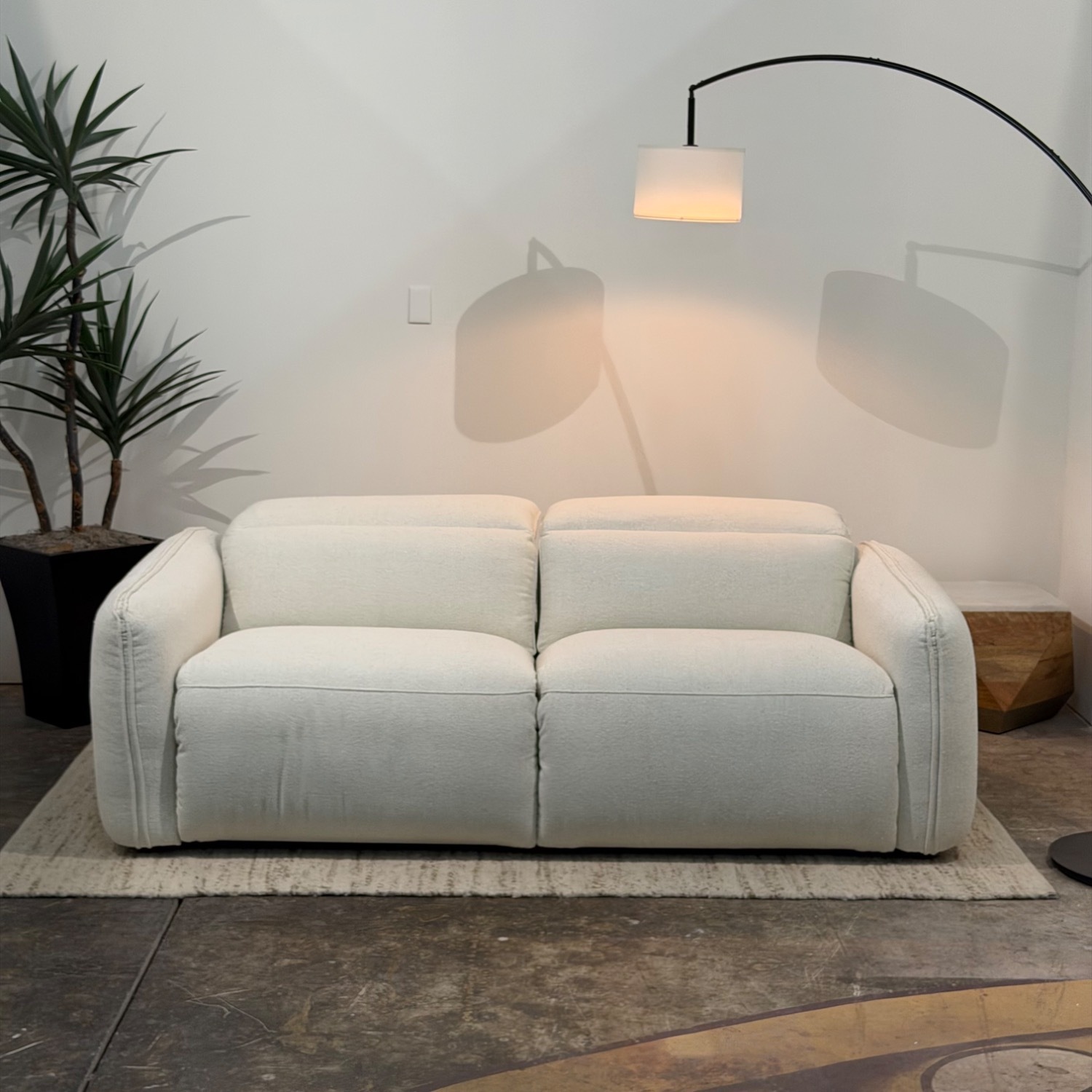 Moe's Home Collection White Fabric 2 Seater Sofa - image-1