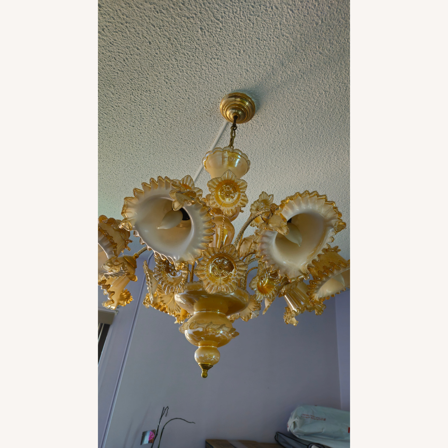 Vintage Murano Style Glass Floral Chandelier - image-1