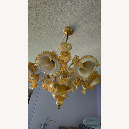 Used Vintage Murano Style Glass Floral Chandelier for sale on AptDeco