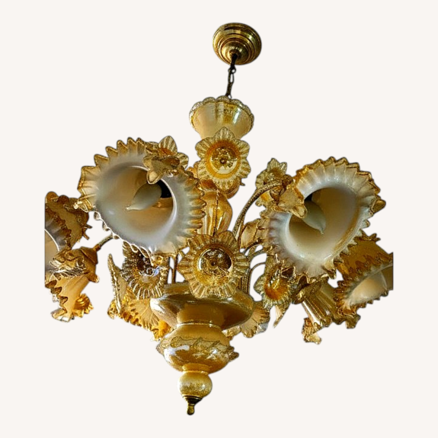 Vintage Murano Style Glass Floral Chandelier - image-0