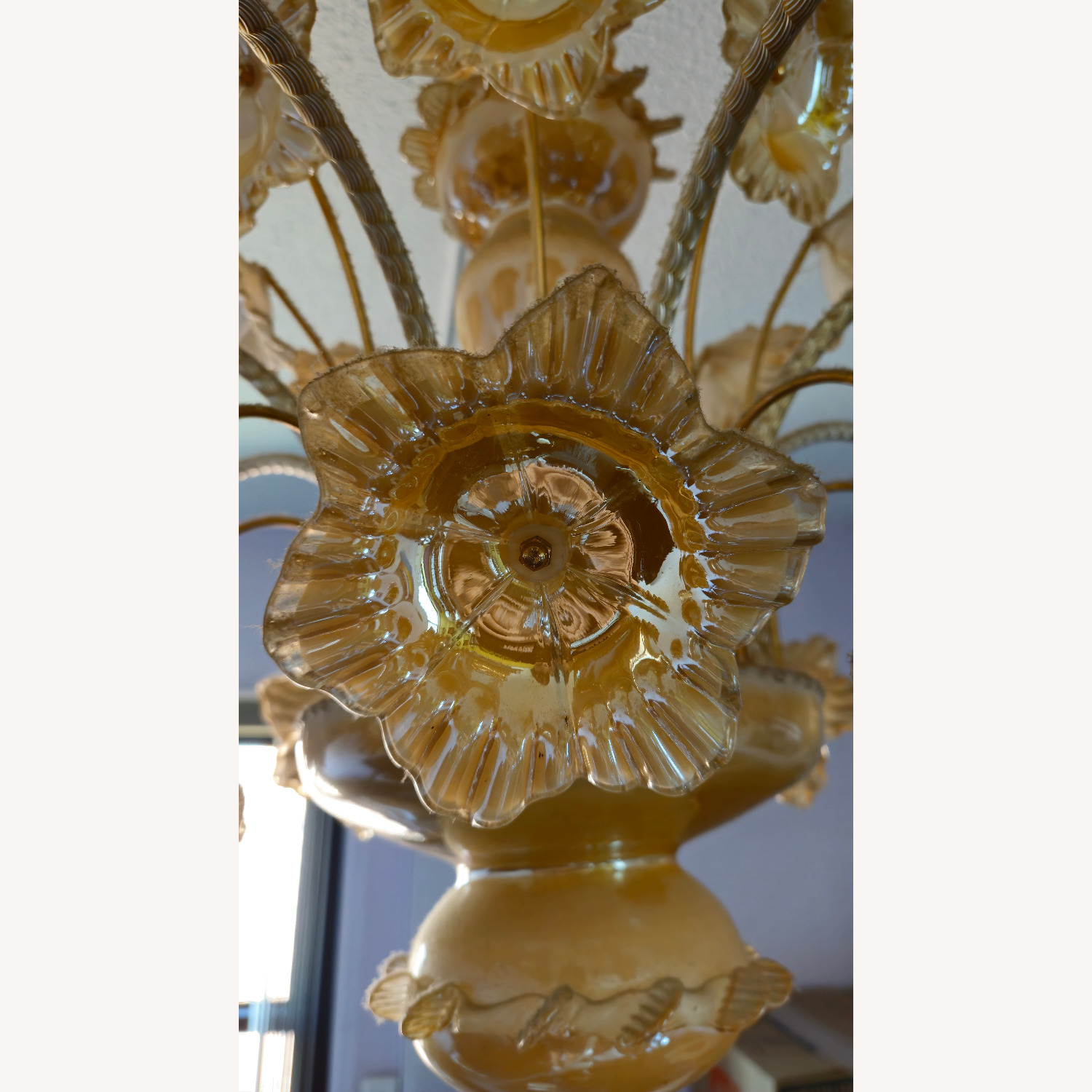 Vintage Murano Style Glass Floral Chandelier - image-3