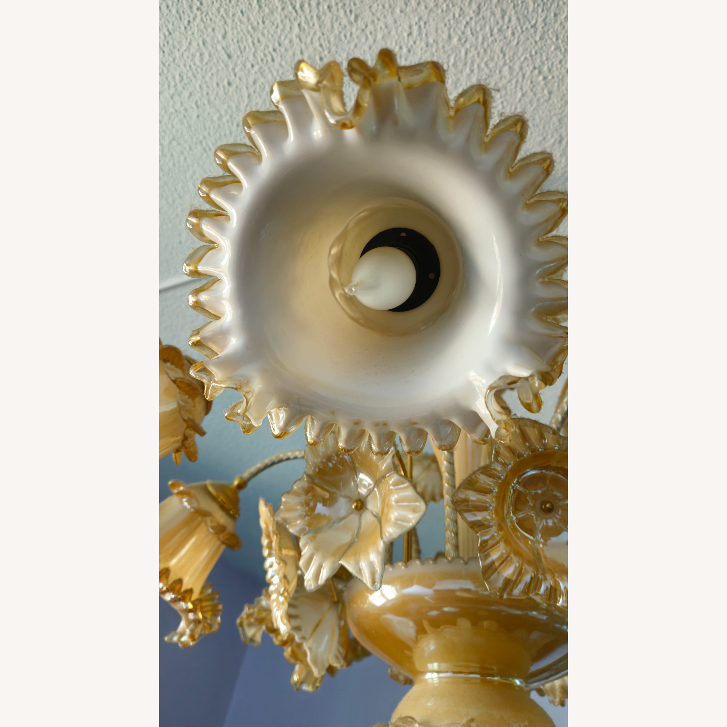 Vintage Murano Style Glass Floral Chandelier - image-2