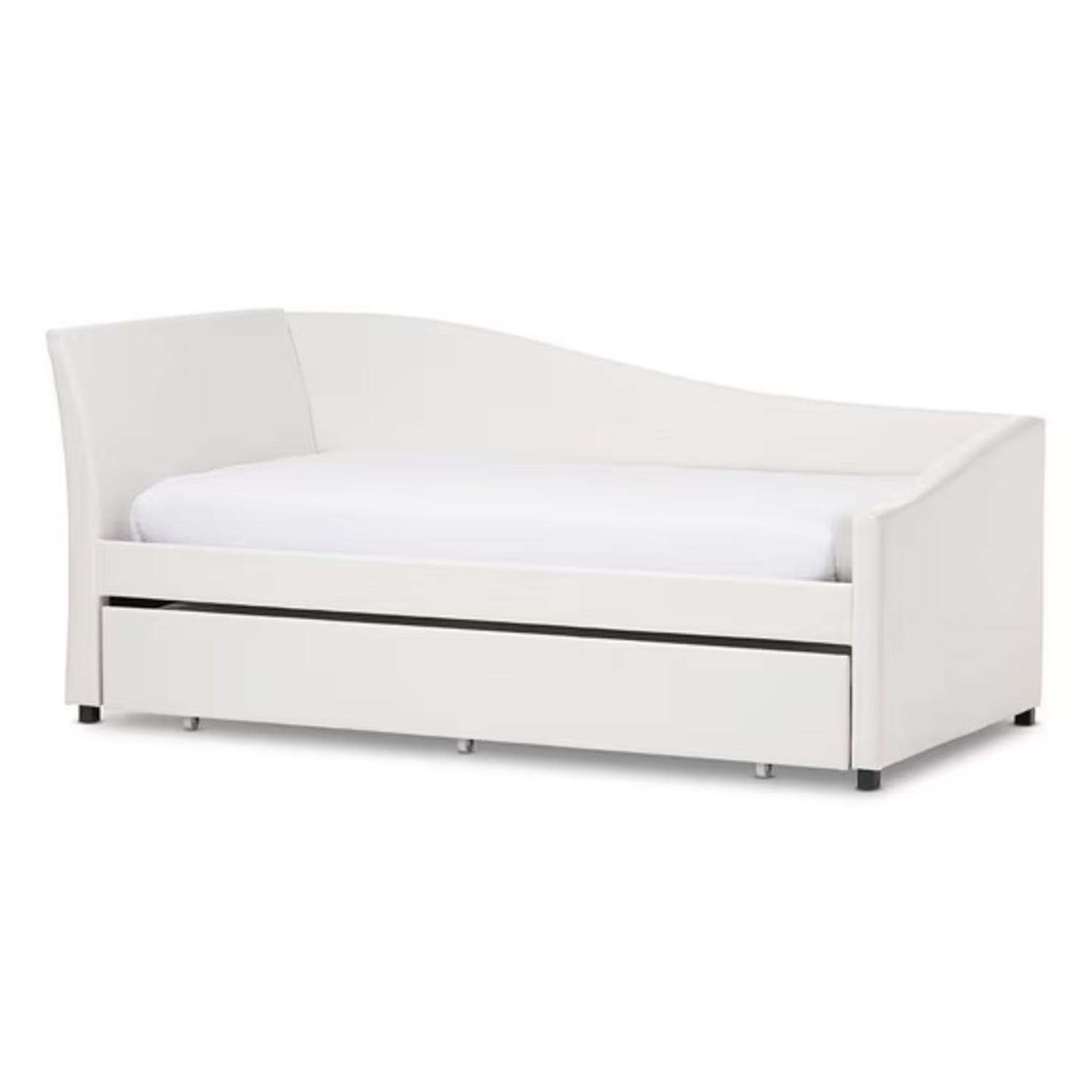 Walmart White Faux Leather Twin Daybed w Rollout Trundle - image-4