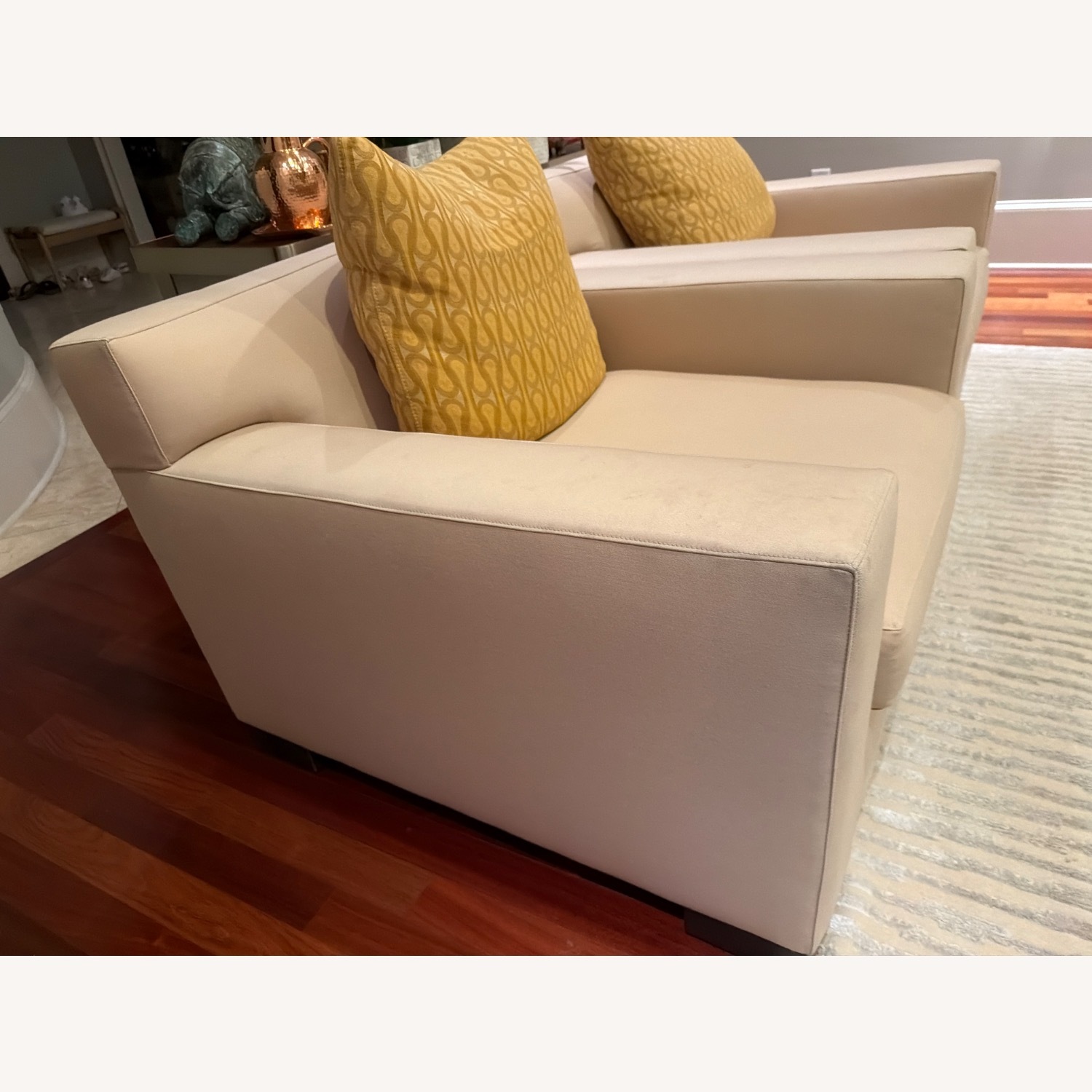 Design Within Reach Gold Fabric Armchairs - image-9