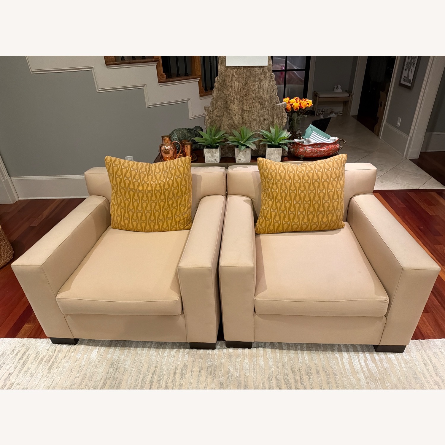 Design Within Reach Gold Fabric Armchairs - image-7